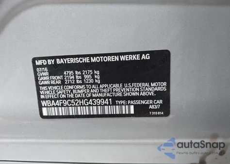 2017 BMW 430I Gran Coupe xDrive from USA, damaged, VIN WBA4F9C52HG439941